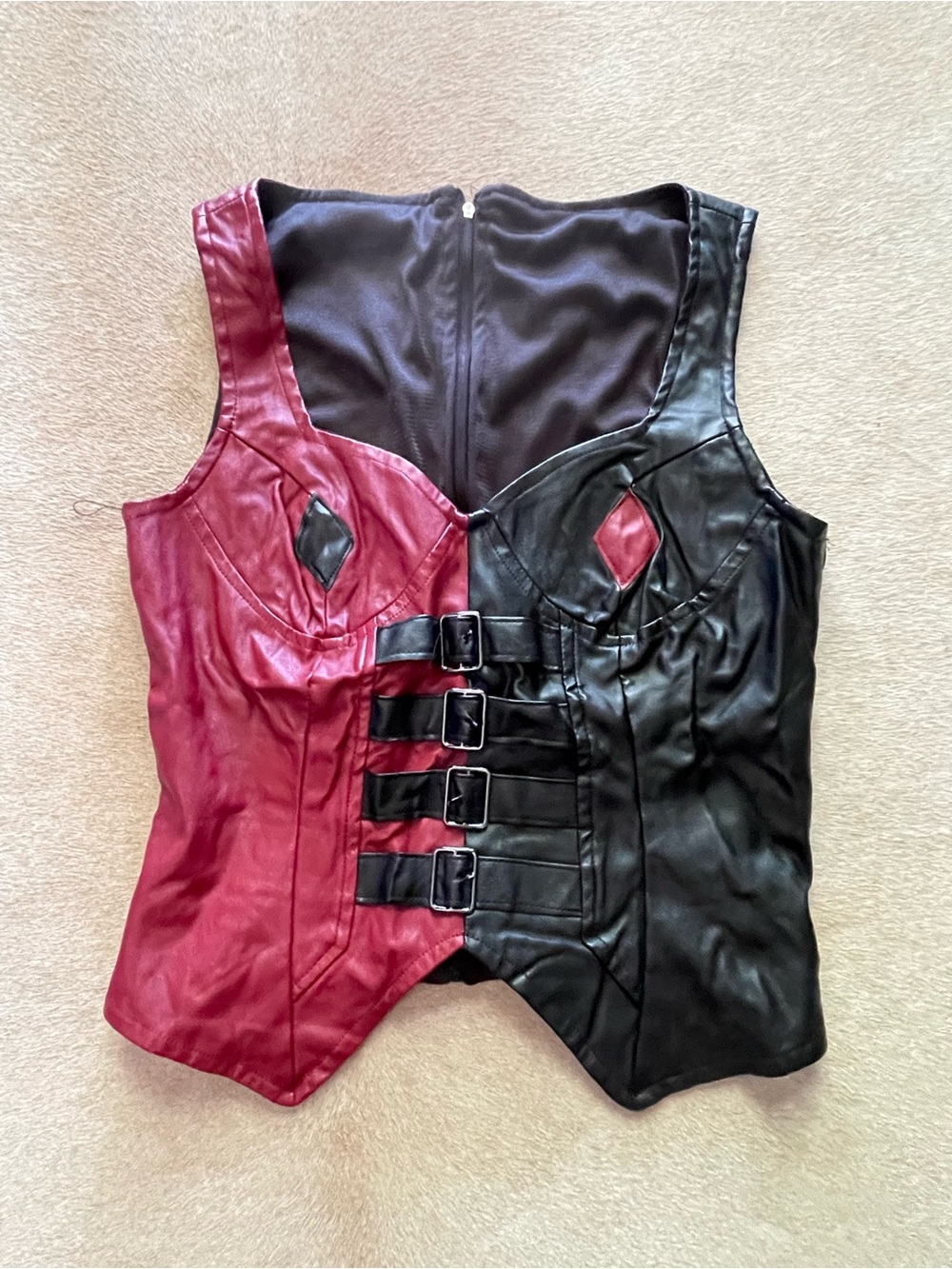 Harley Quinn Faux Leather Top
